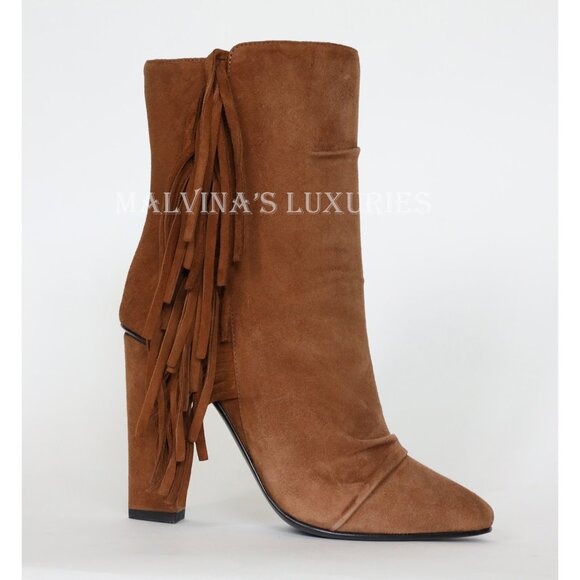 GIUSEPPE ZANOTTI BOOTS ALABAMA ANKLE BOOTIES FRINGE SUEDE LEATHER - Picture 8 of 14